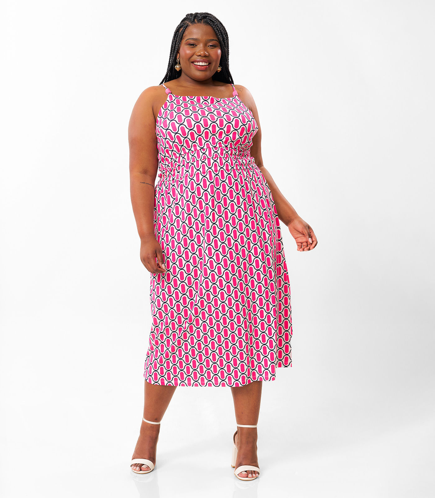 Red and white store plus size dress