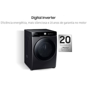 Lava e Seca Samsung Smart WD18T com AI Wash, Digital Inverter e Ecobubble Black Inox - 18/10 kg 110V
