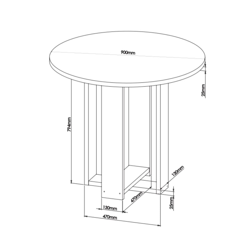 Miniatura Conjunto Sala de jantar Chiara Mesa Redonda com 4 Cadeiras Vênus Mel/Blonde/Bege