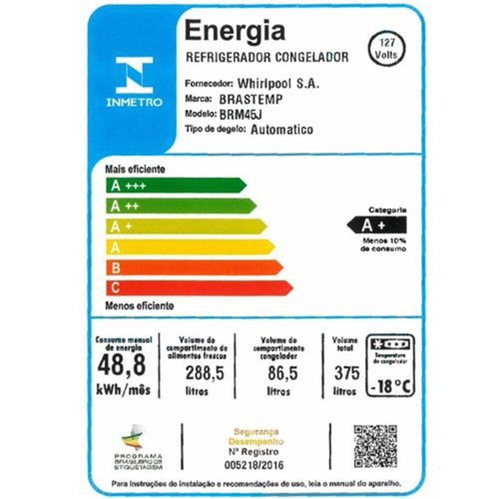 Geladeira Brastemp Frost Free Duplex Inox 375 Litros BRM45JK 110 Volts