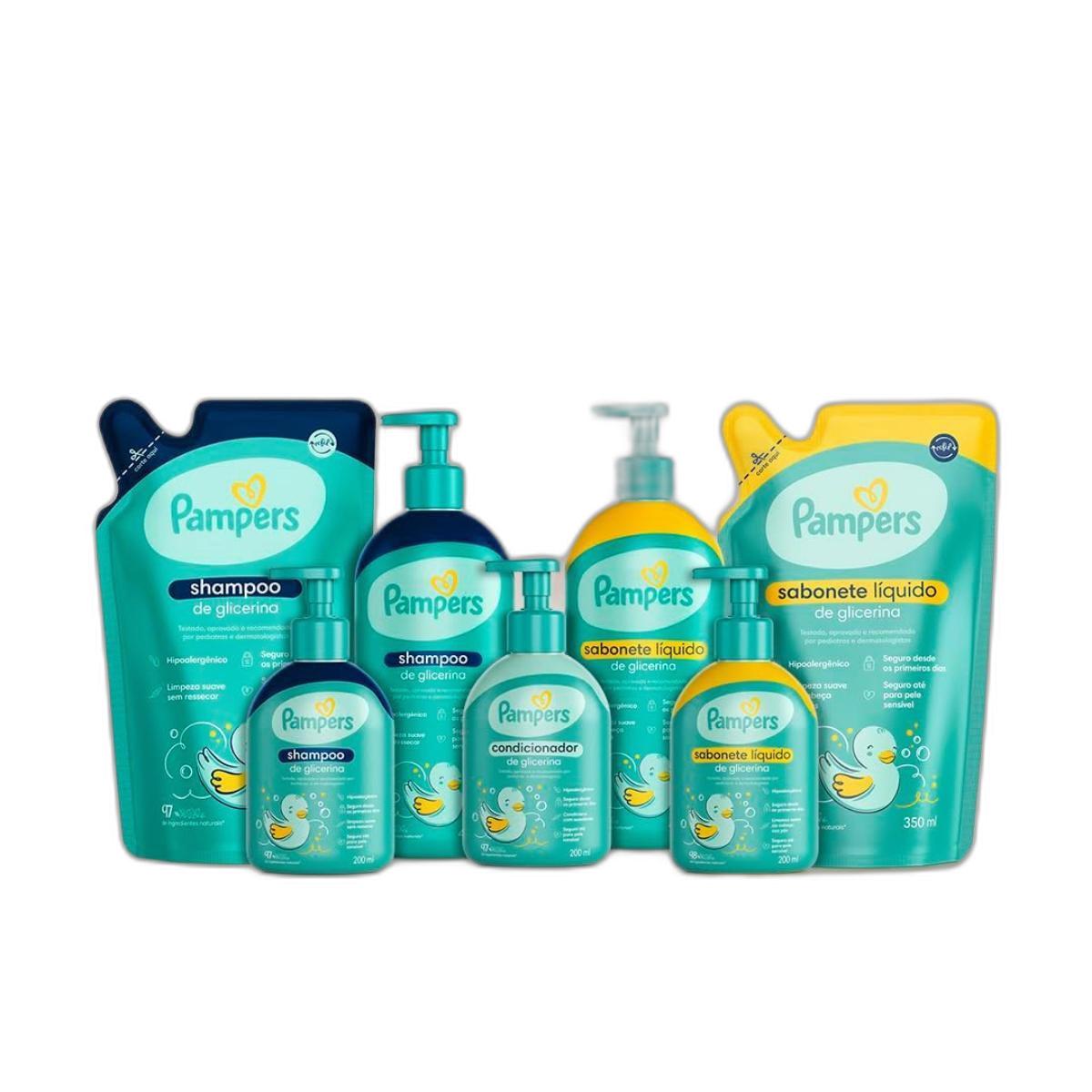 Miniatura Kit Pampers Baby Sabonete Liquido Lenços Umedecidos Bebê