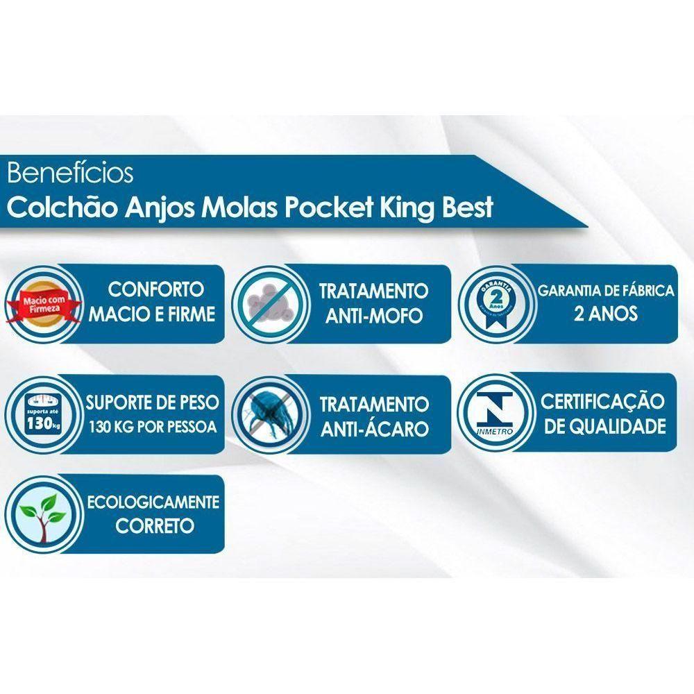 Miniatura Cama Box King: Colchão Molas Masterpocket Ensacadas Anjos King Best + Base Branco(193X203)