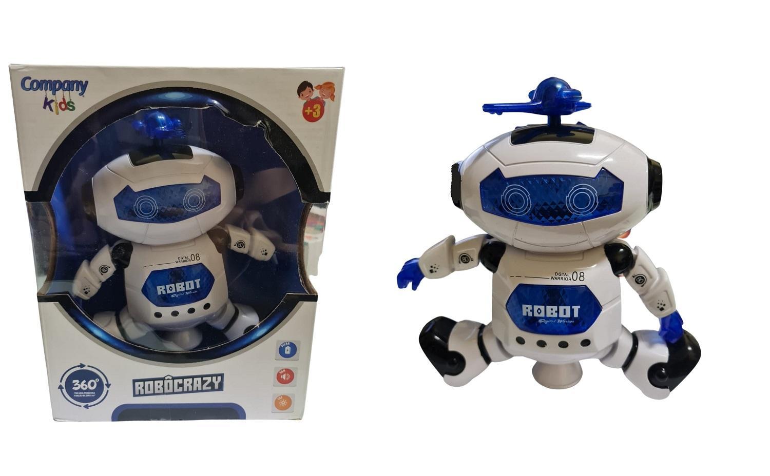 Miniatura Brinquedo Robô Crazy Infantil Com Luzes Movimento E Som