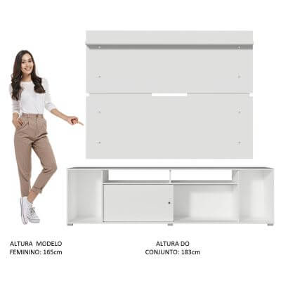 Rack Madesa Cancun e Painel para TV até 65 Polegadas - Branco Cor:Branco