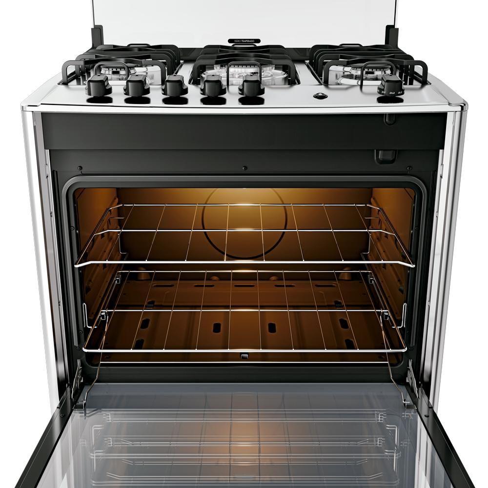 Fogão 5 Bocas Dako Magister Style Espelhado Com Mesa Inox Preto Bivolt