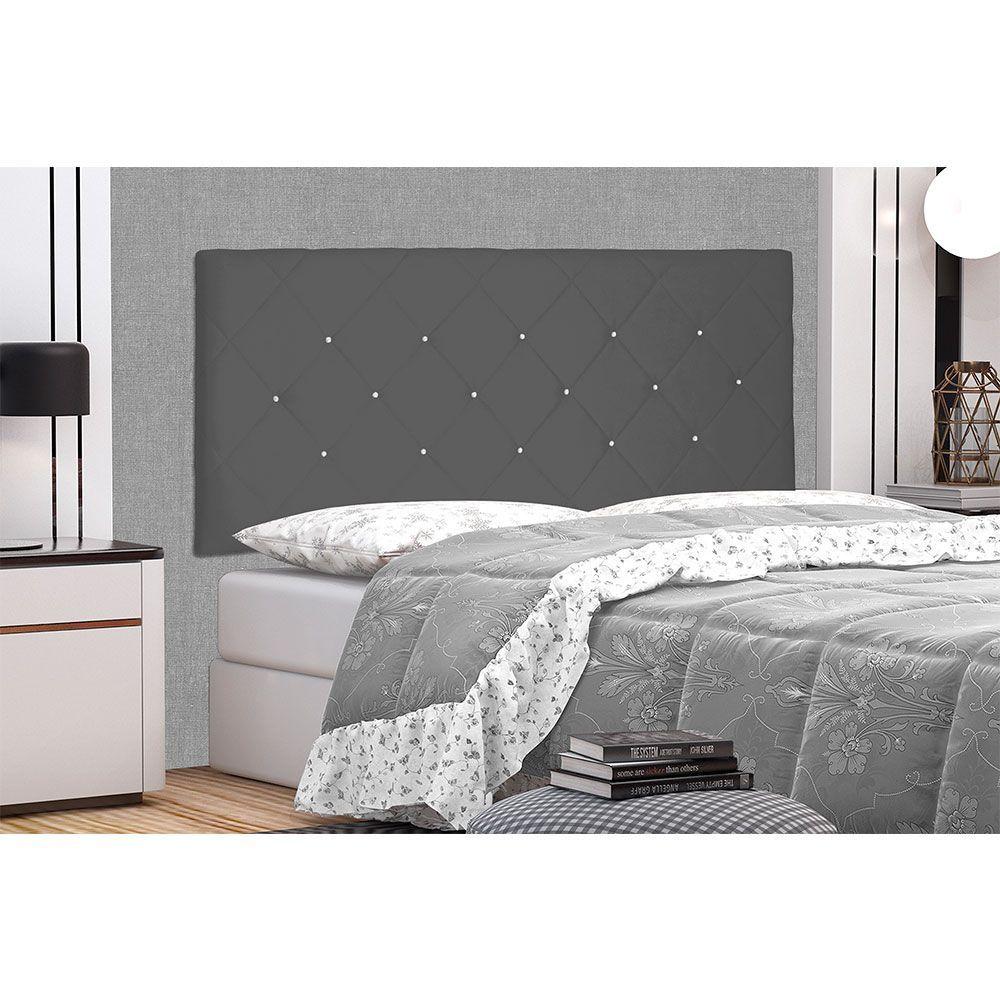Miniatura Cabeceira Painel King 1,95m Tânia Suede Cinza