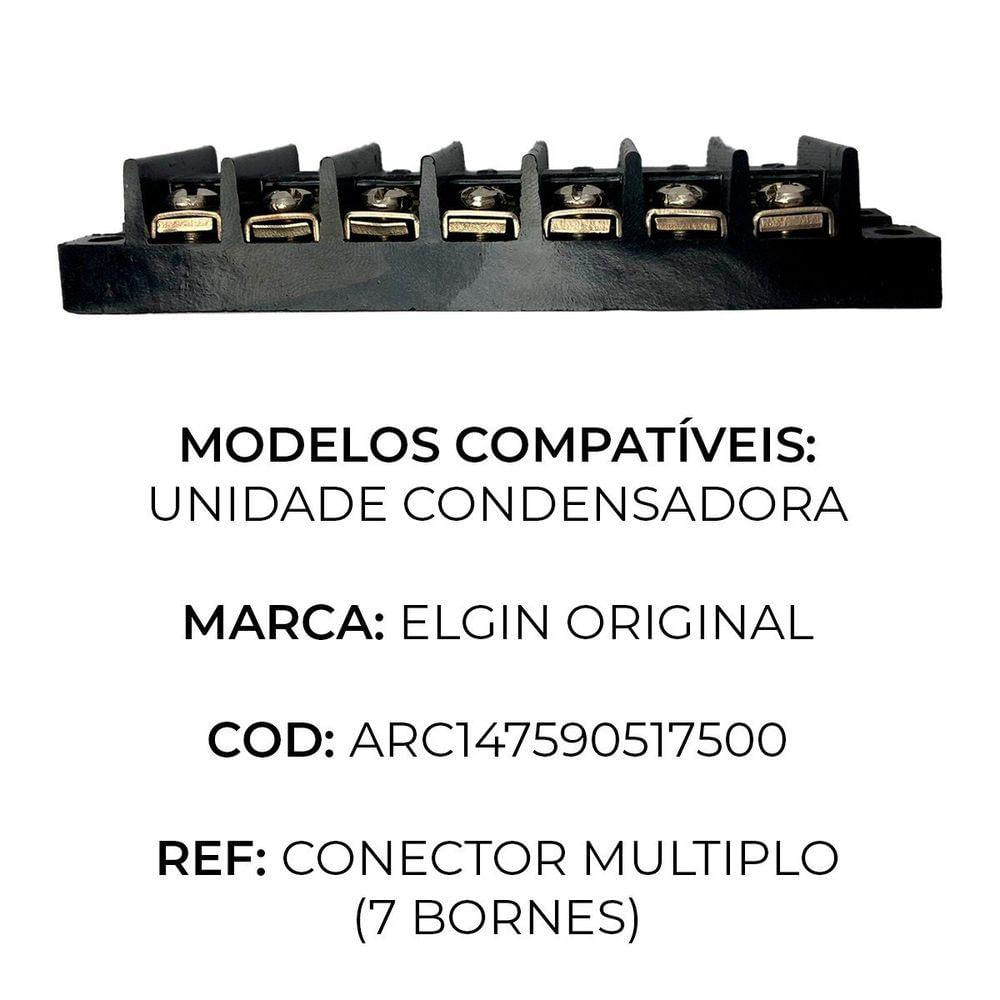 Miniatura Conector Múltiplo Borneira Para Ar Condicionado De 36.000 A 60.000 Btus Elgin (7 Bornes) único