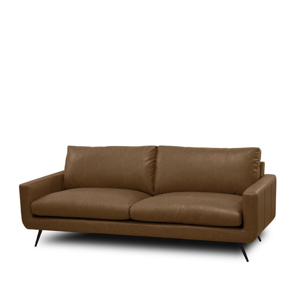 Sofá 2 Lugares Paloma 183cm Sala De Estar Couro Marrom Claro Manchado