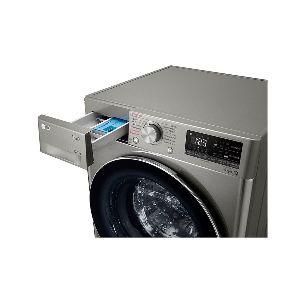 Lava e Seca LG 12kg com Inteligência Artificial AIDD, CV5012PC4 Inox - 110V