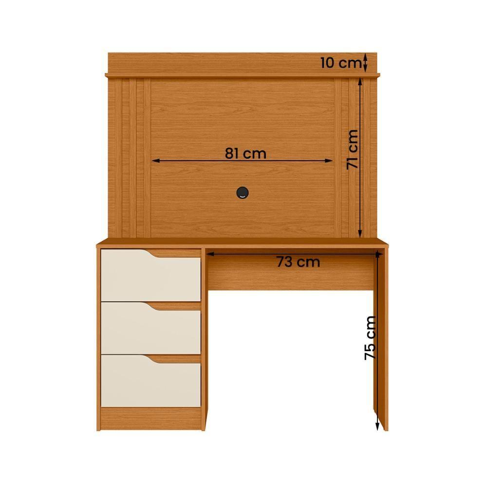 Miniatura Escrivaninha Com Painel Doble Ripado 120cm 3 Gavetas Cinamomo/off White