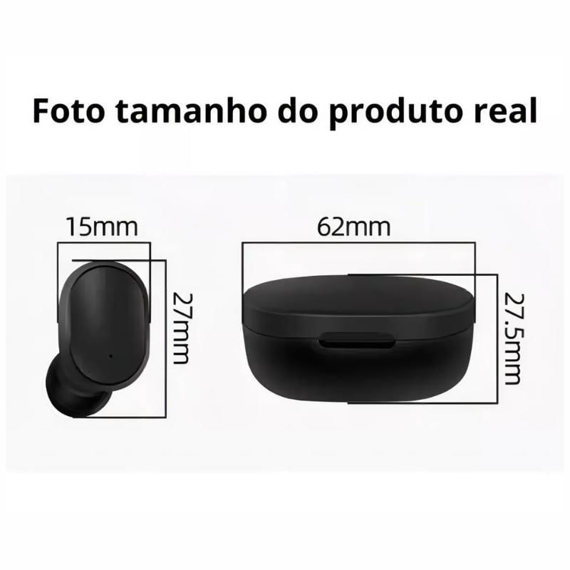 Fone De Ouvido In-Ear Sem Fio A6S Preto Bluetooth