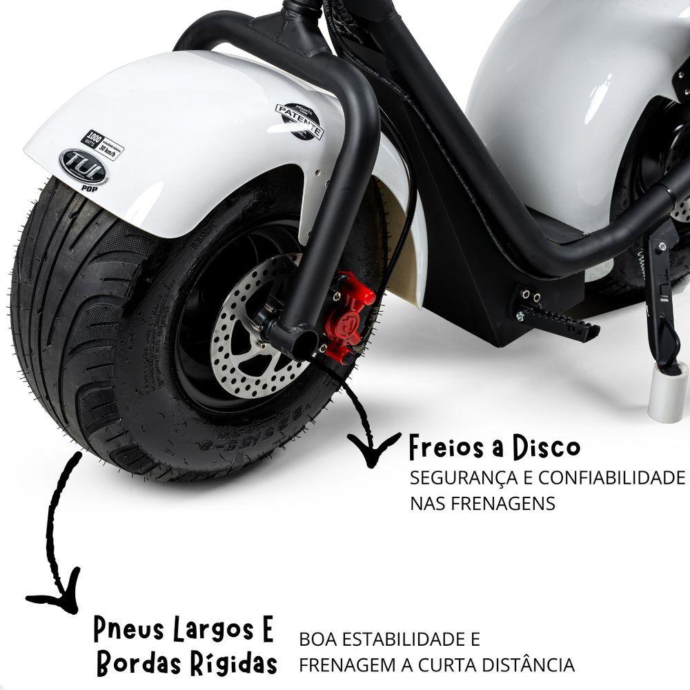 Scooter Elétrica 1000w Tui Pop Moto Patinete Sem Cnh Preto-branco
