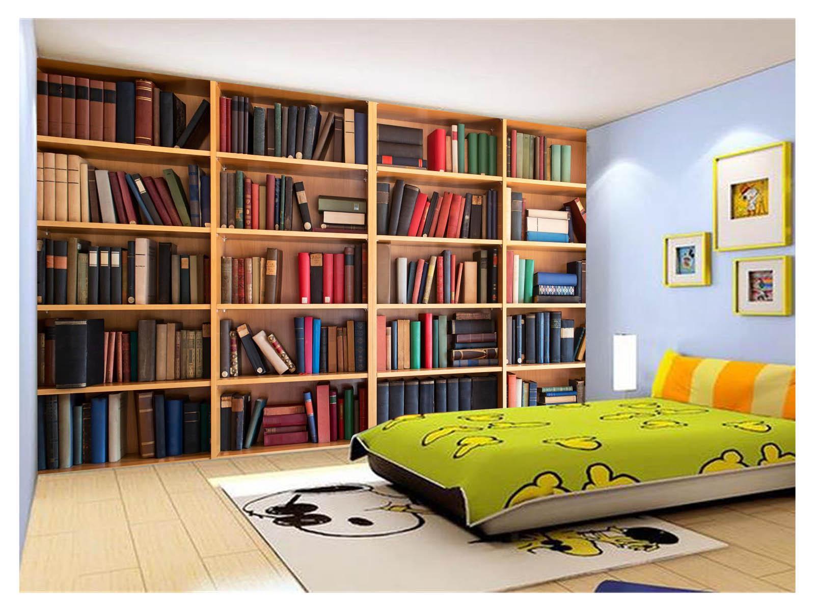 Miniatura Papel De Parede 3D Estante De Livros Fundo Vídeo 3,5M Est05