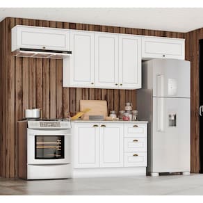 Miniatura Cozinha Completa Henn Americana com 7 Portas, 3 Gavetas e 280 cm de Largura - Branco/Calcare BP
