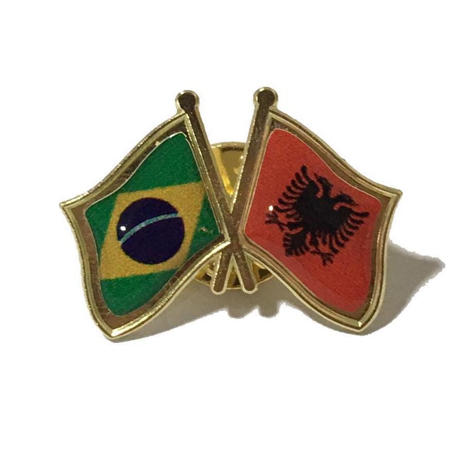 Miniatura Pin Da Bandeira Do Brasil X Albânia