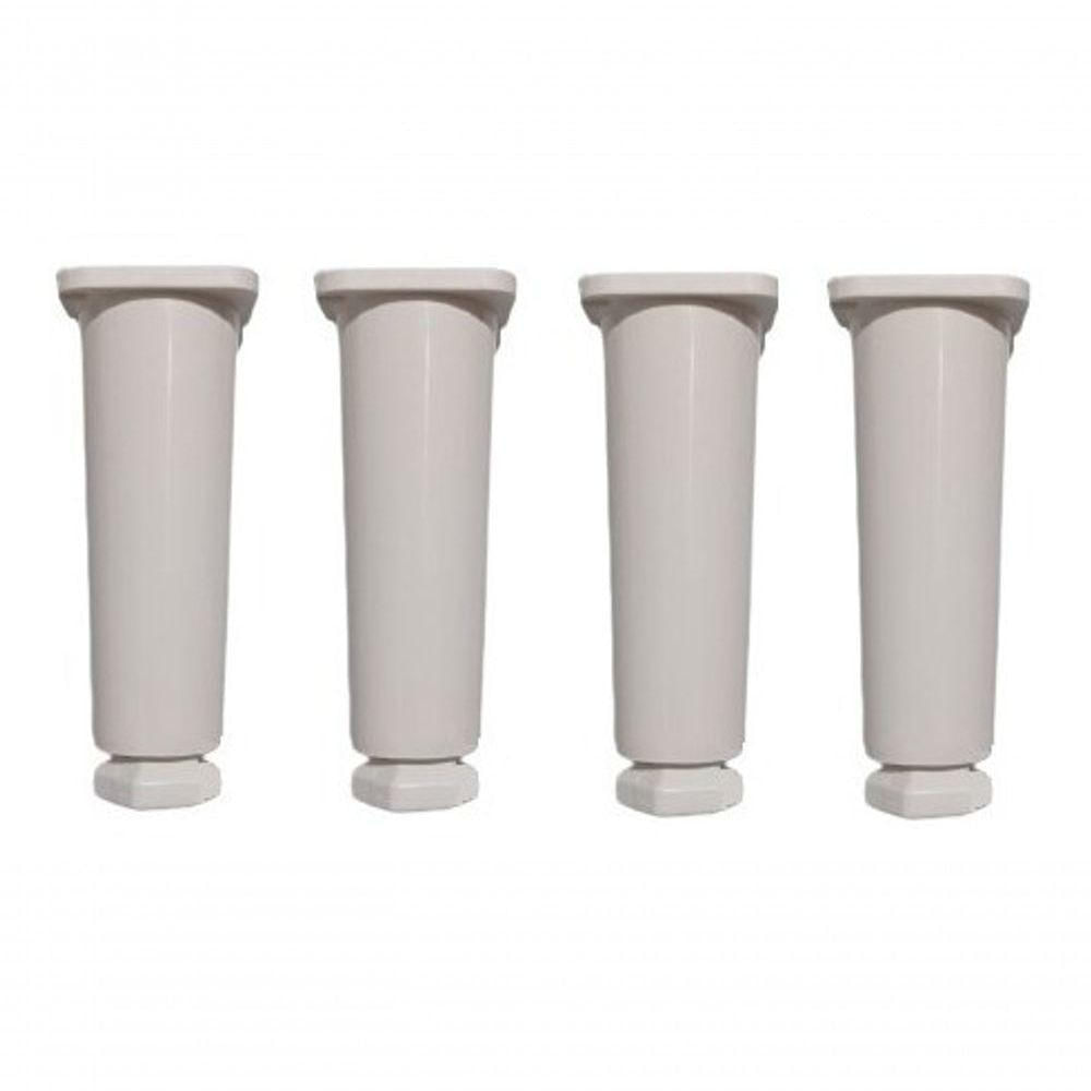 Miniatura Kit Com 5 Pés Para Gabinete De Pia Armário Balcão 14cm Regulável Geli Branco