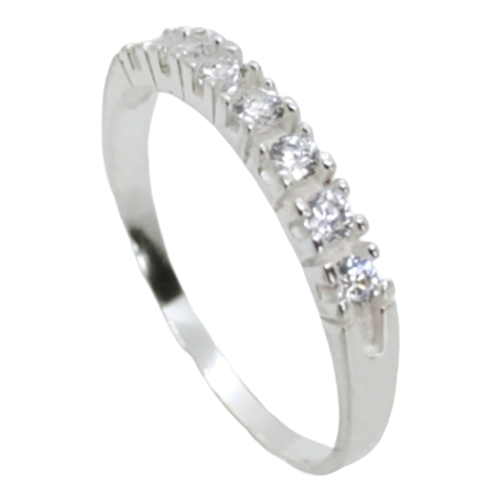 Miniatura Anel Prata 925 Meia Aliança Aparador Cravejado 2Mm - Tam. 22