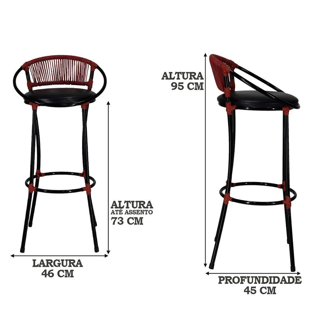 Miniatura 4 Banquetas Havaí Preto Vermelho