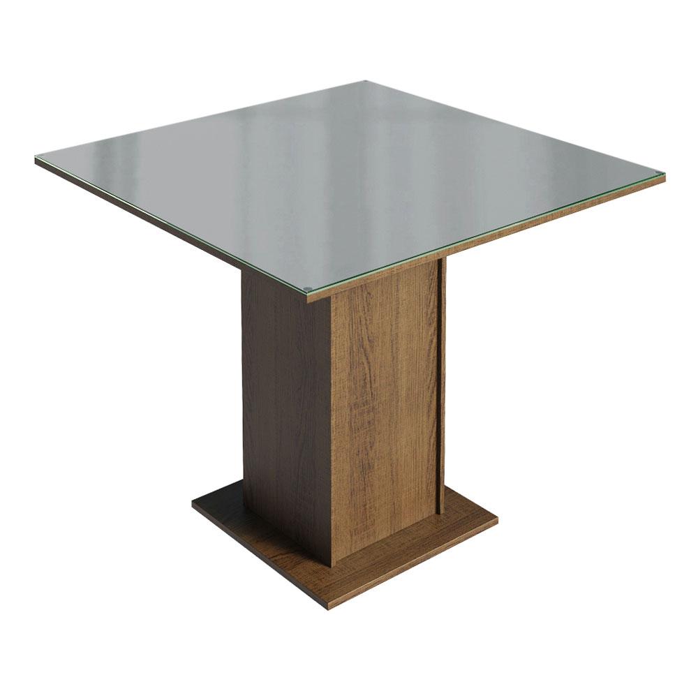 Miniatura Conjunto Sala de Jantar Mesa Tampo de Vidro 4 Cadeiras Rustic/Cinza/Silver Anne Madesa Rustic/Cinza/Silver