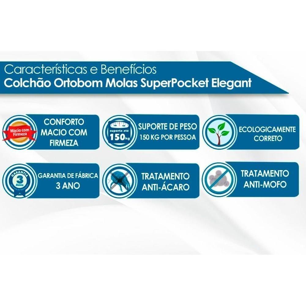 Miniatura Colchão Queen Molas Ensacadas Superpocket Elegant Ortopillow (158x198x28) - Ortobom