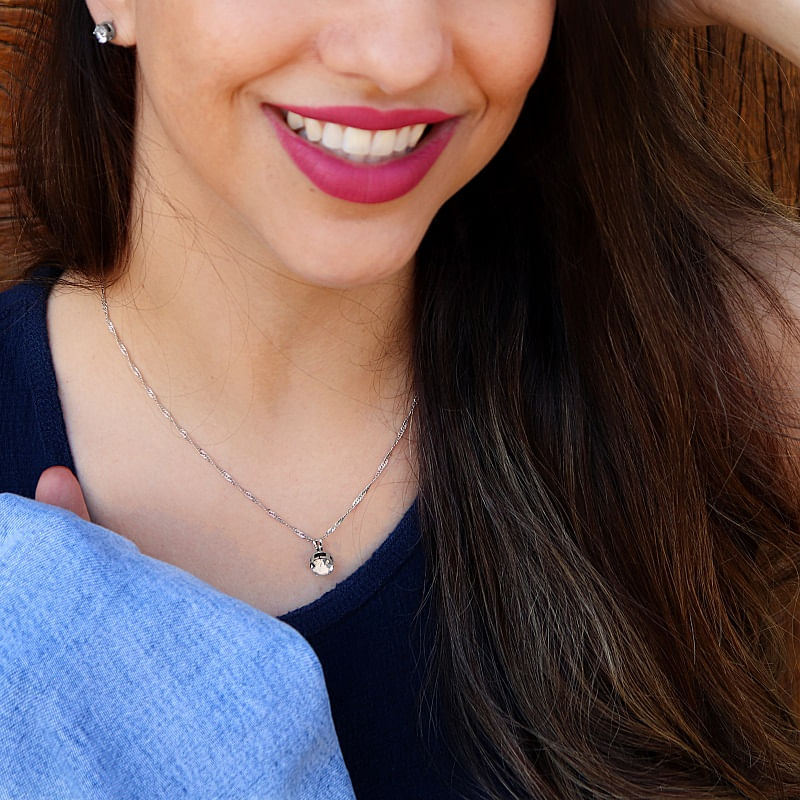 Kit Conjunto Semijoias Colar e Brincos Ponto de Luz com Zirconia