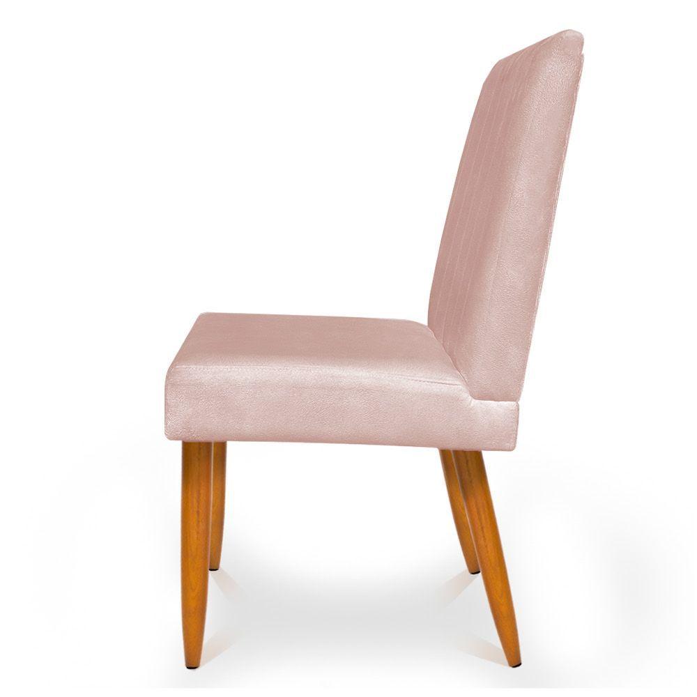 Miniatura Kit 2 Cadeiras De Jantar Acapulco Suede Rosa Bebê Pés Palito Castanho - Pallazio