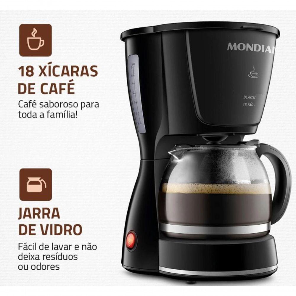 Miniatura Cafeteira Eletrica 18 Xicaras 550w Mondial Luxx Black 110V