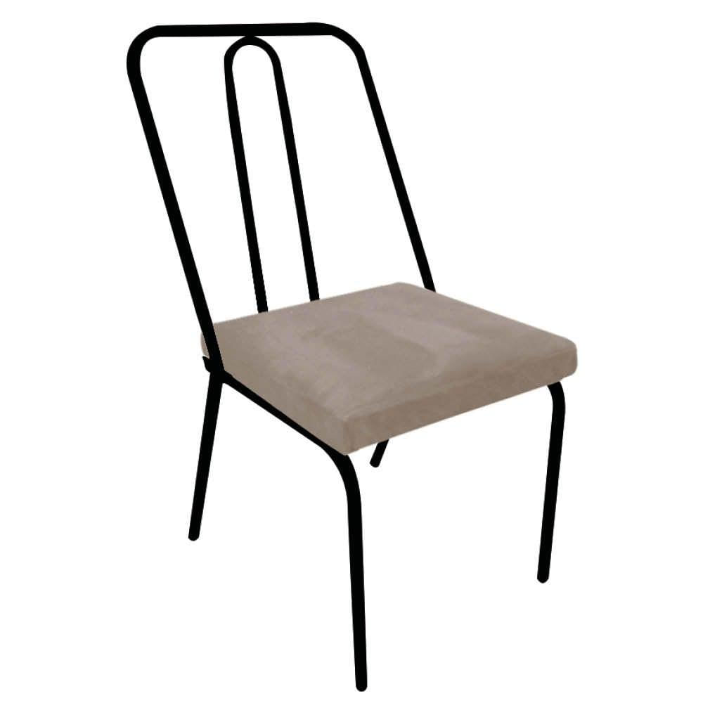 Miniatura Cadeira De Jantar Drika Office Escritório Recepção Ferro Preto Sintético Bege - Ahazzo Móveis