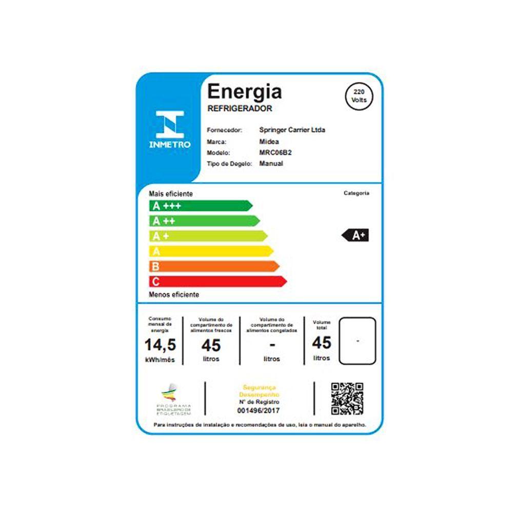 Miniatura Frigobar Midea 45 Litros Compact Black Edition MRC06B Preto com Inox 220V