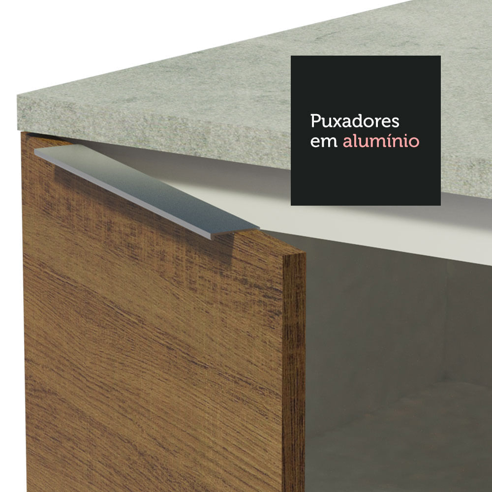 Armário de Cozinha Completa 270cm Branco/Rustic Stella Madesa 09 Cor:Branco/Rustic