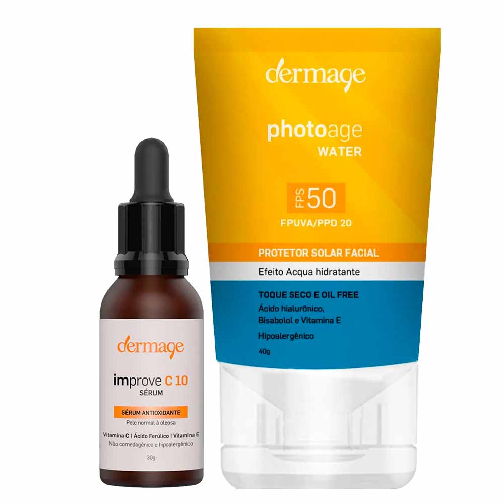Miniatura Dermage Kit - Protetor Solar Facial + Sérum Antioxidante para Rejuvenescimento Facial Kit