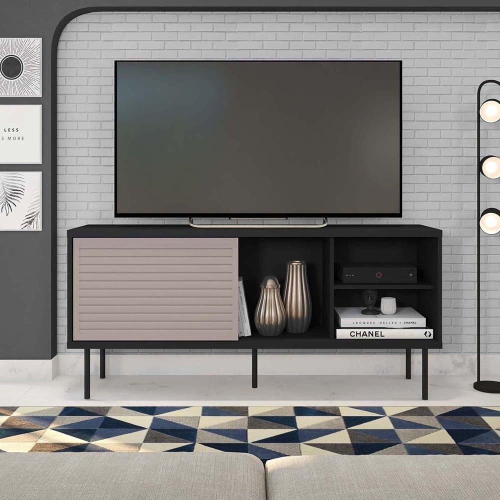 Rack para TV até 55 Polegadas Industrial 136cm em BP Porta Pier Wood Prime Caemmun Preto Tx/Cacao