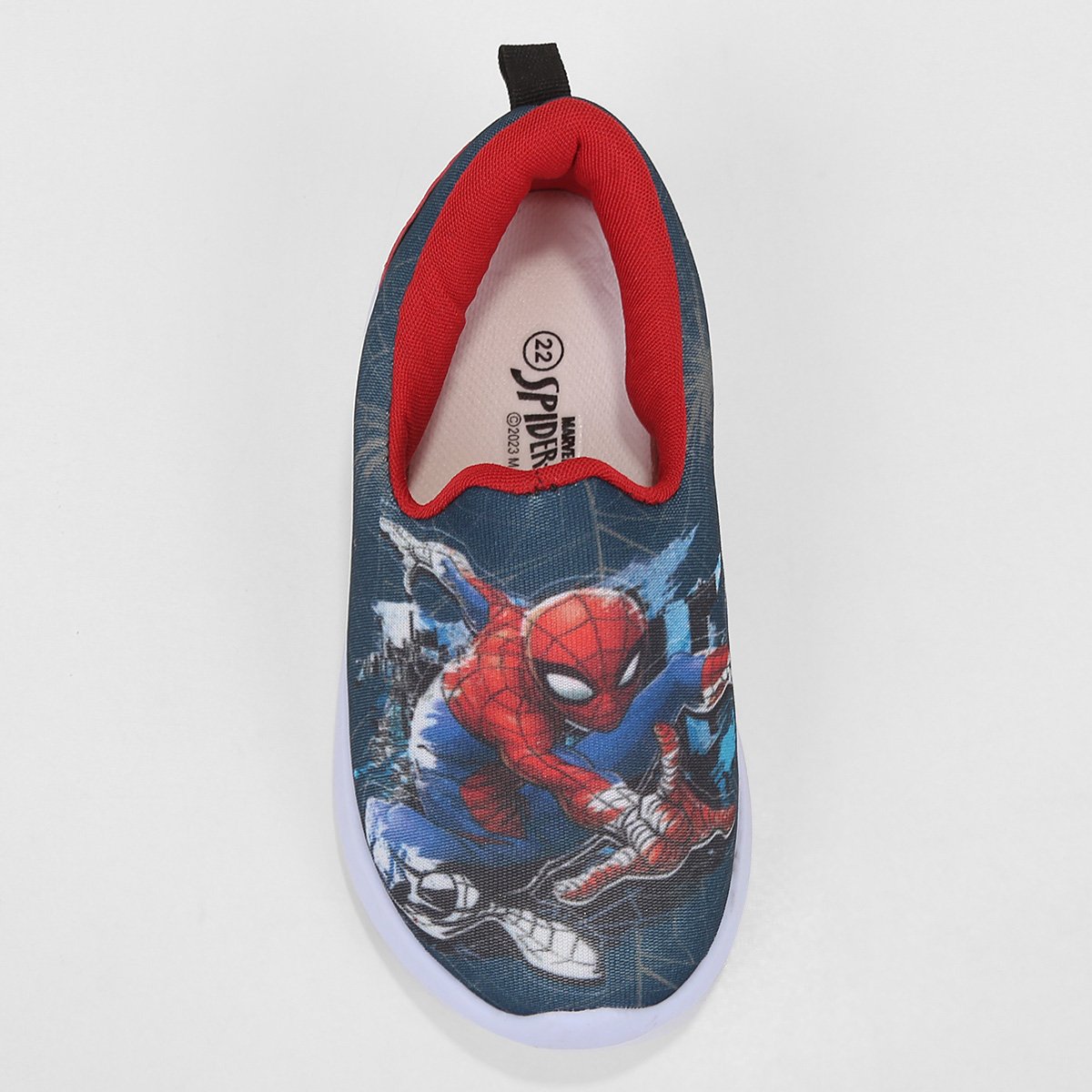 Miniatura Tênis Infantil Marvel Homem Aranha Sem Cadarço Menino Azul+Vermelho - 20