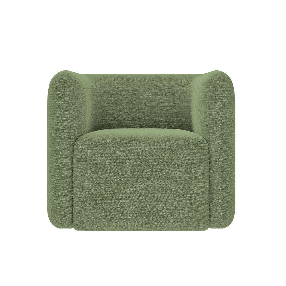 Kit 2 Poltronas Decorativas Sala De Estar Trinidad Base Fixa Bouclê Verde Oliva G33 - Gran Belo