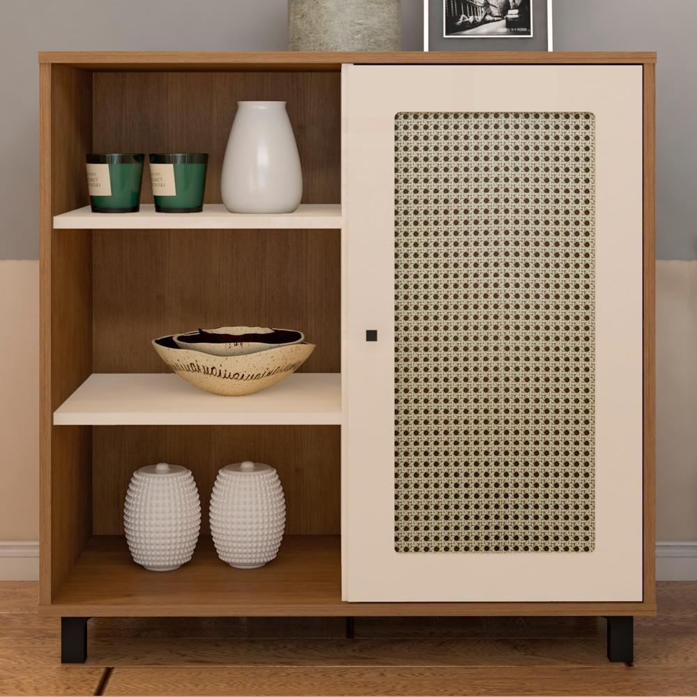 Miniatura Buffet Aparador 1 Porta 80 Cm 4676 Cinamomo Off White Arly