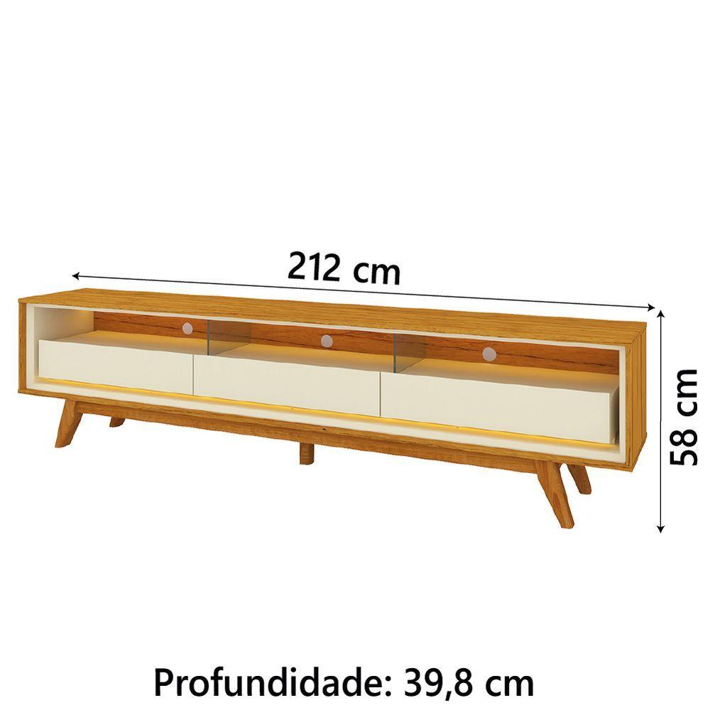 Miniatura Rack Bancada Para Tv Até 90 Polegadas Com Led Requinte Madeirado/off White Gelius Natura/off