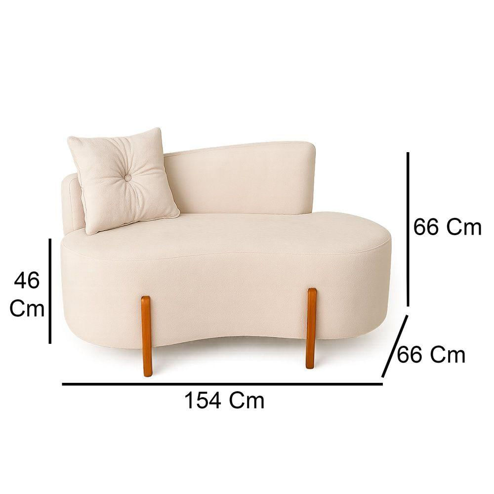 Miniatura Sofá Orgânico Divã Boucle Com Pés De Madeira 7 Decor Bege