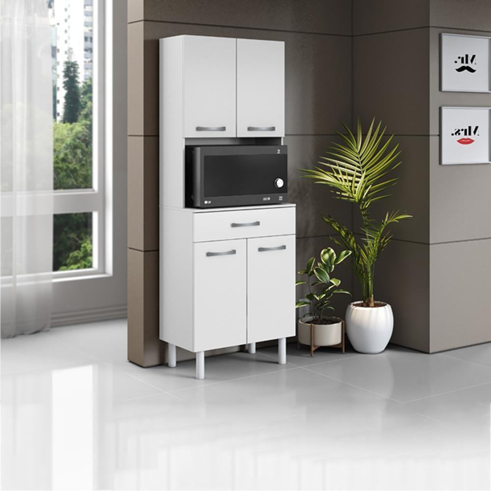 Miniatura Armario Paneleiro Microondas 4 Portas 1 Gaveta 2003201 Branco Armoveis Branco