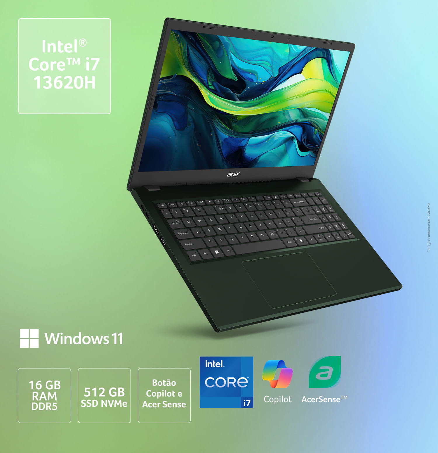 Notebook Acer Aspire GO 15 AG15-71PT-72EL Intel® Core™ i7-13620H 16GB RAM 512GB SSD de 13ªG 15.6” Touchscreen