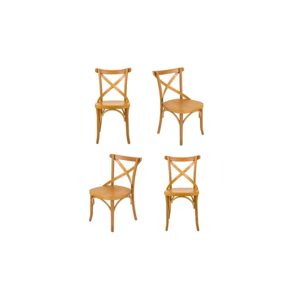 Miniatura Conjunto 4 Cadeiras de Madeira Maciça Tauarí X Texas Nozes