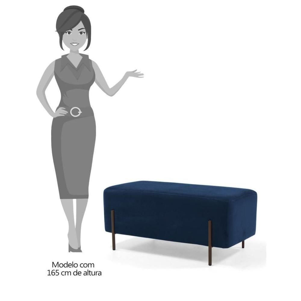 Miniatura Kit 2 Puffs Decorativos 90cm Base Aço Status Azul Marinho