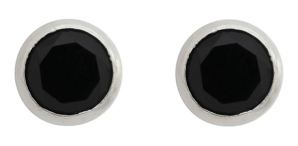 Miniatura Brinco Masculino Prata 950 Pedra Diamante Preto Mas83
