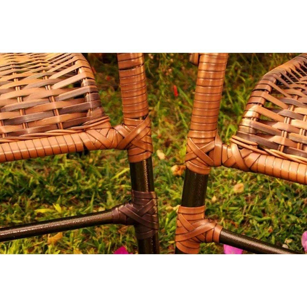 Miniatura Conj Cadeira Area Externa Chuva Sol Resistente Trama Original Capuccino