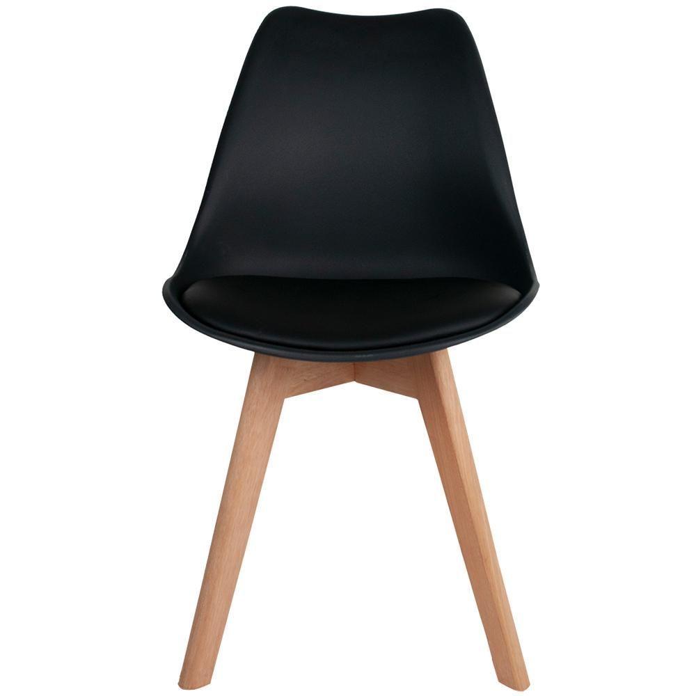 Miniatura Kit 06 Cadeiras Ayla Com Base De Madeira E01 Preto