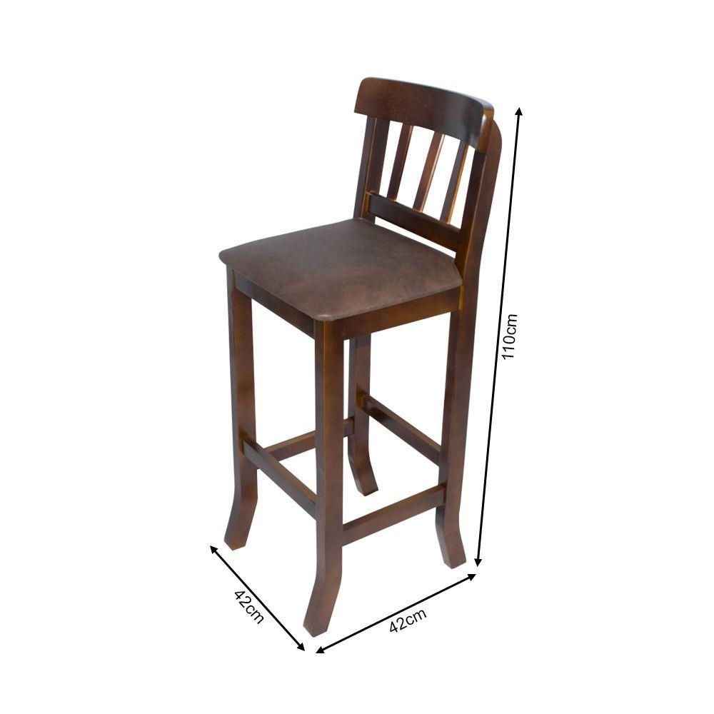 Miniatura Banqueta Fixa Imbuia Mineira Em Madeira Maciça Estofada Marrom Para Área Gourmet - Cor: Marrom