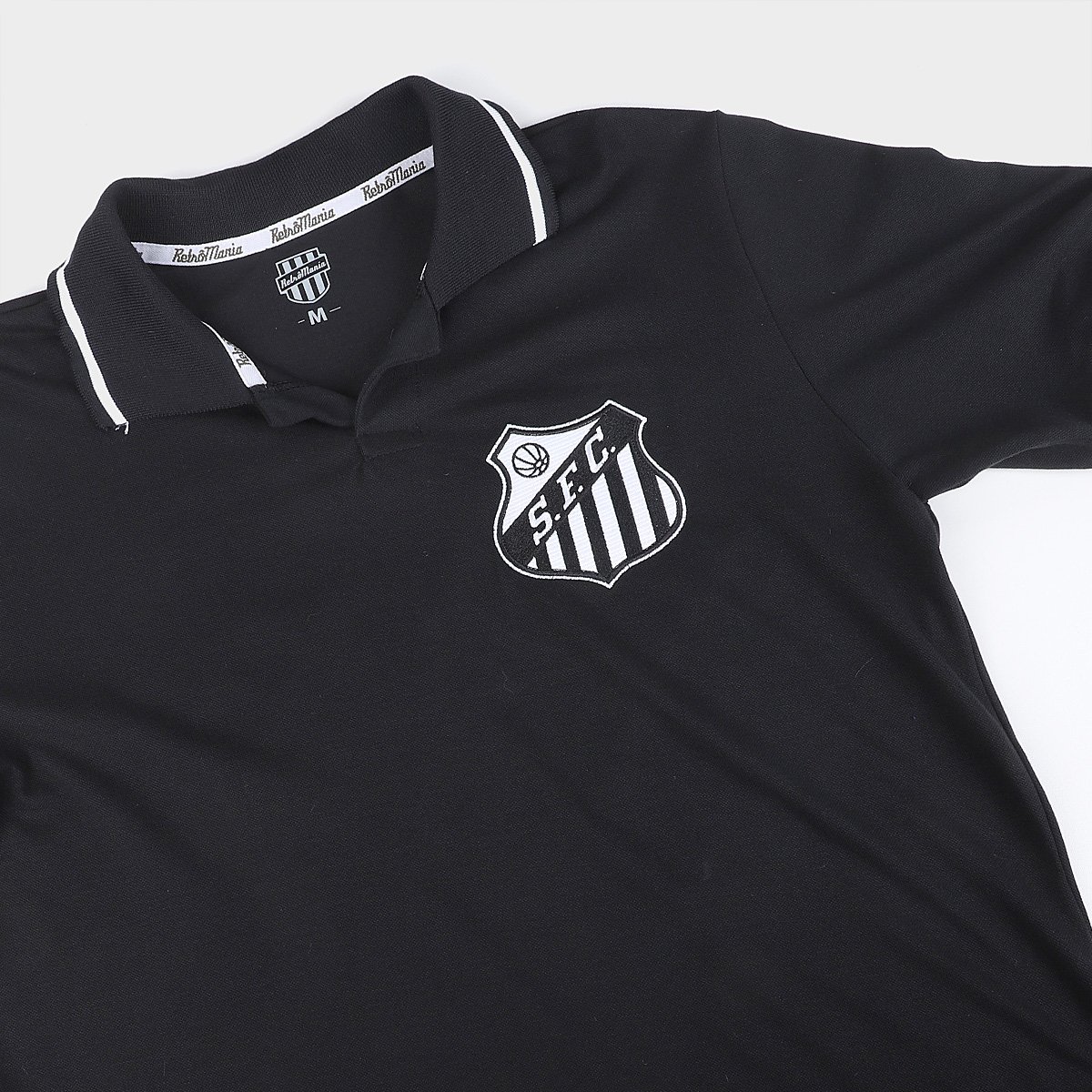 Miniatura Camisa Polo Santos RetrôMania Masculina Preto - EGG