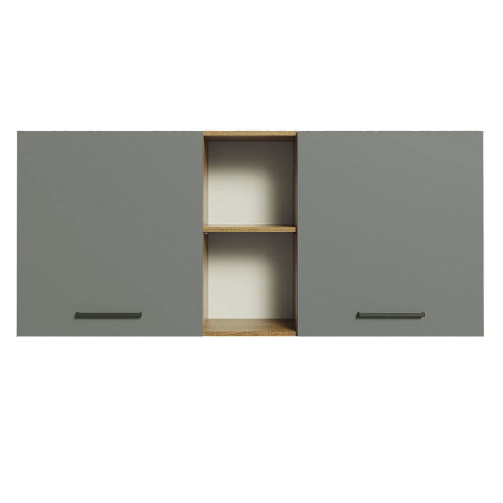 Miniatura Armário Aéreo Madesa Agata 150 cm 2 Portas e 2 Nichos Rustic/Cinza Cor:Rustic Cinza