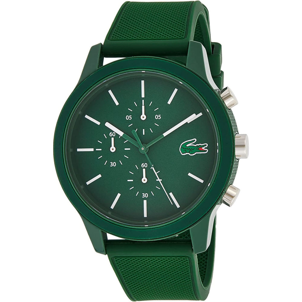 Miniatura Lacoste 2010973 Relógio Masculino Original de Quartzo Automático com Pulseira de Silicone Verde
