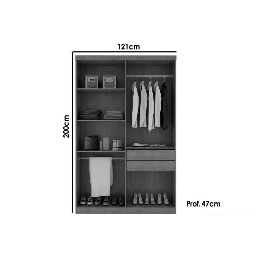 Miniatura Guarda Roupa 4 Portas E 2 Gavetas Naturale-off White - Rufato