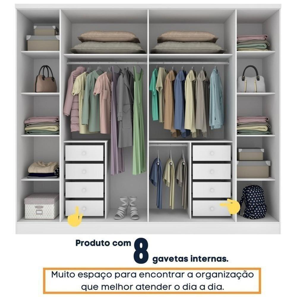 Guarda-roupa 6 Portas Portugal e Cômoda 5 Gavetas Florença Espresso Móveis Branco/Neve